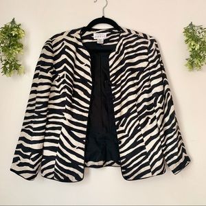 Adrianna Papell 100% silk Zebra Blazer Jacket
